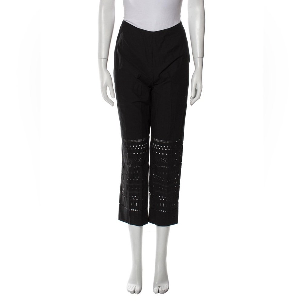 NWT Piazza Sempione Black Straight Crop-leg Mid-Rise Women’s Pants L, Perforated